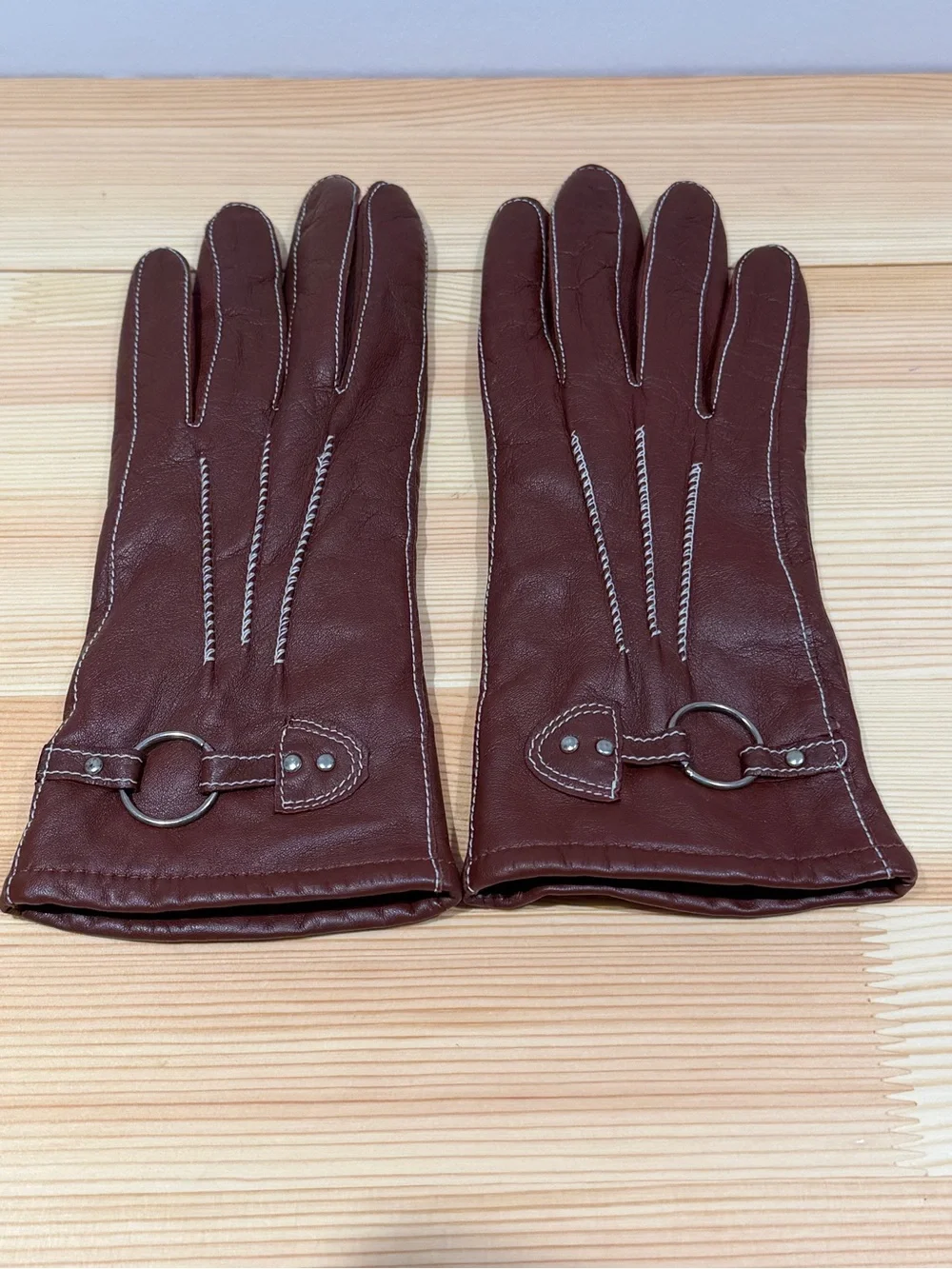 Nordstrom Leather Equestrian Driving Gloves - Burgundy Oxblood Lined
